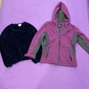 🚫SOLD🚫Lot of 2 pc girls size 7/8 sweater and zip up jacket bundle